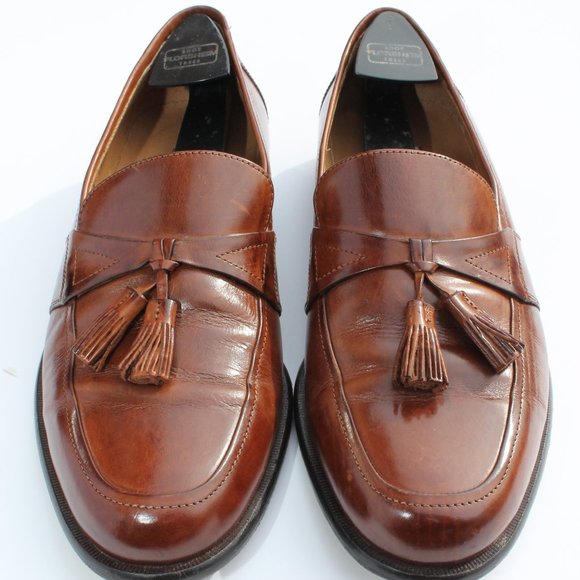 Johnston &  Murphy dress shoes    Brown leather size 9.5  with tassels - Picture 1 of 12